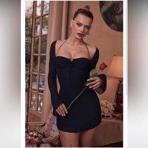 House of CB Babydoll Georgette Halter Minidress size medium NWT